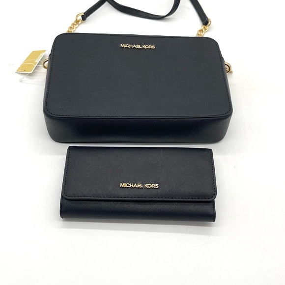 Michael Kors EW Large Crossbody Bag & Trifold Wallet Black - Picture 5 of 10